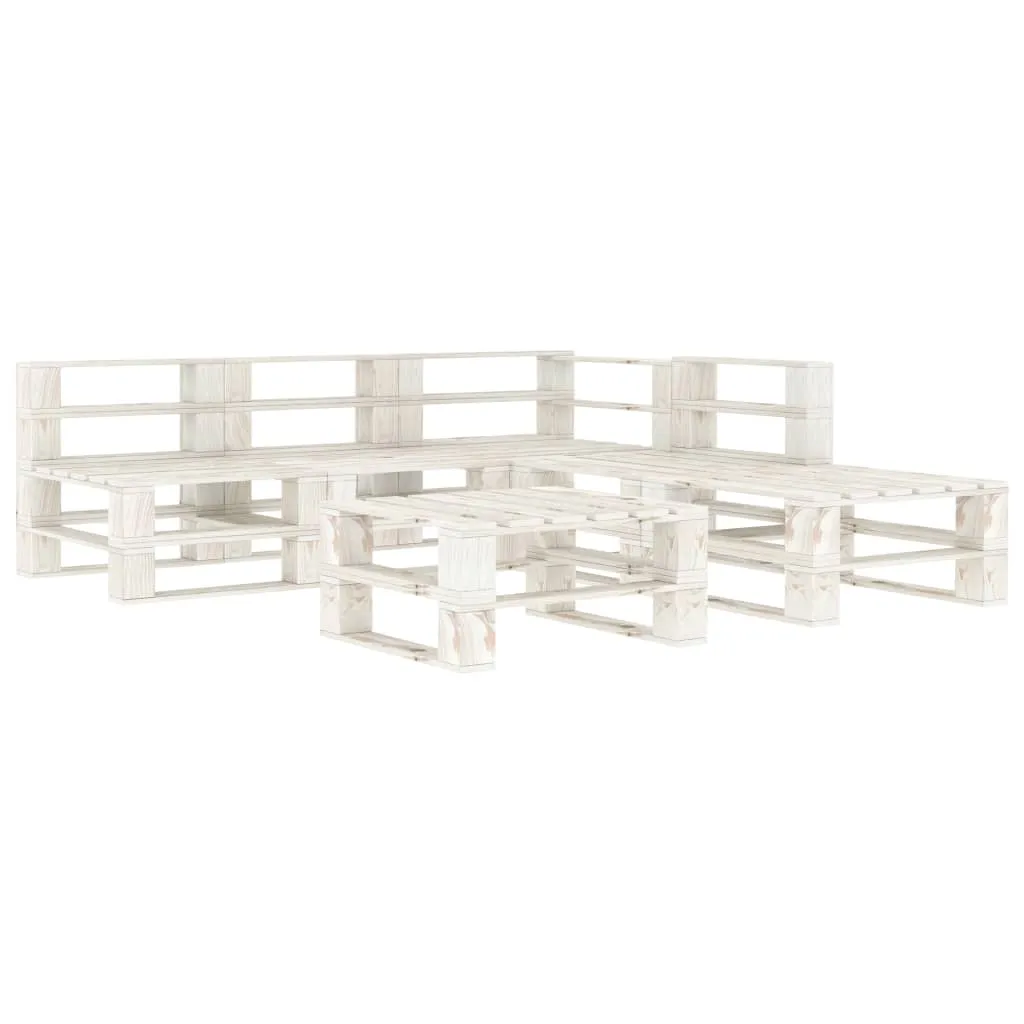 vidaXL Set Salotto da Giardino 6 pz Pallet in Legno Bianco