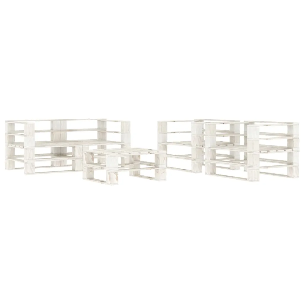 vidaXL Set Salotto da Giardino 5 pz Pallet in Legno Bianco