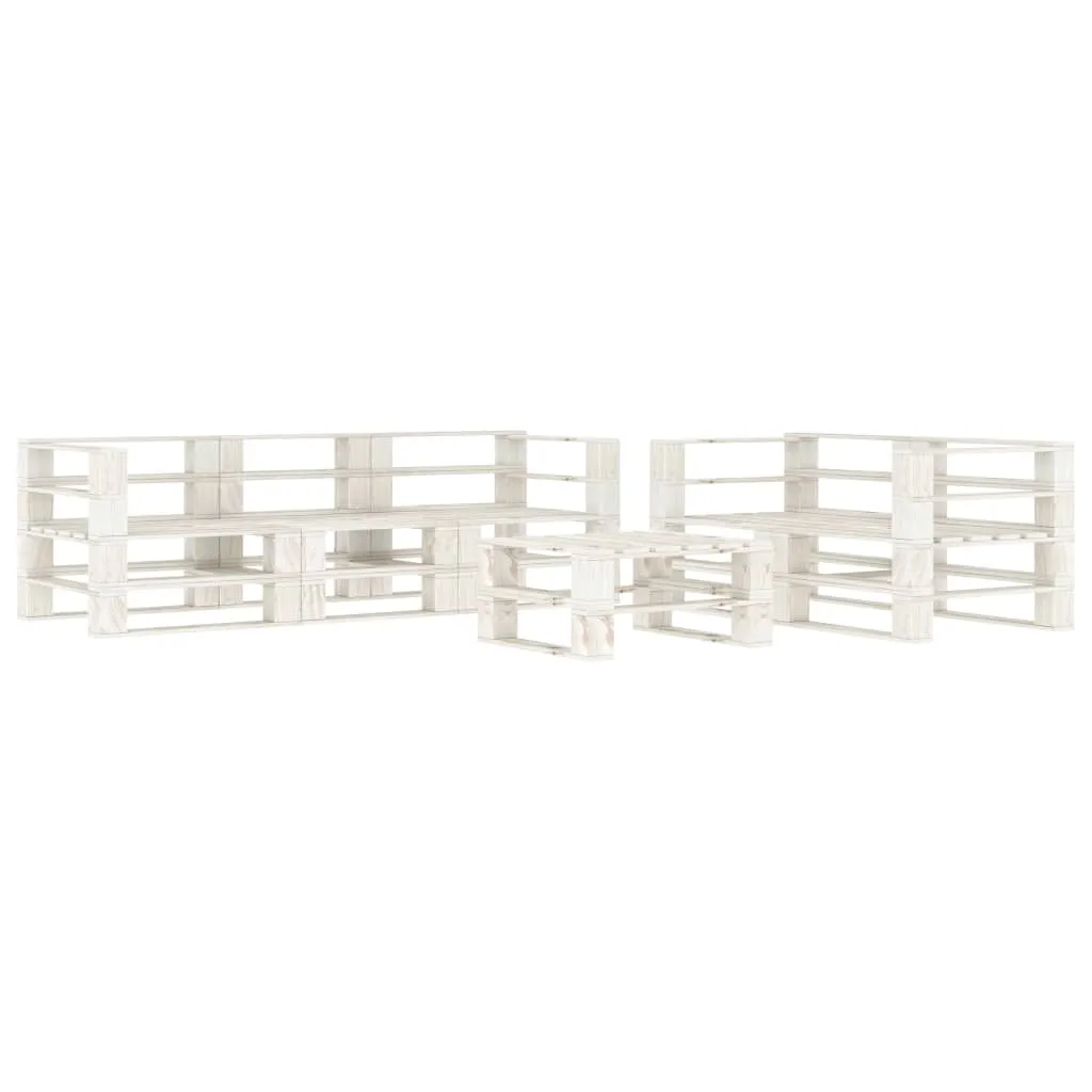 vidaXL Set Divani da Giardino 6 pz su Pallet in Legno Bianco