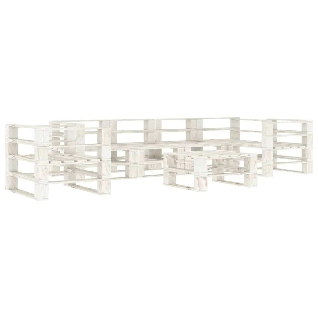 vidaXL Set Salotto da Giardino 7 pz Pallet in Legno Bianco