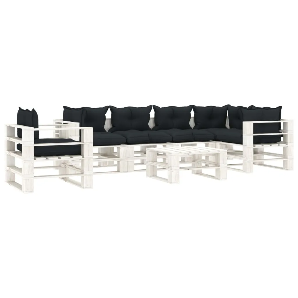 vidaXL Set Salotto da Giardino su Pallet 7 pz Cuscini Antracite Legno