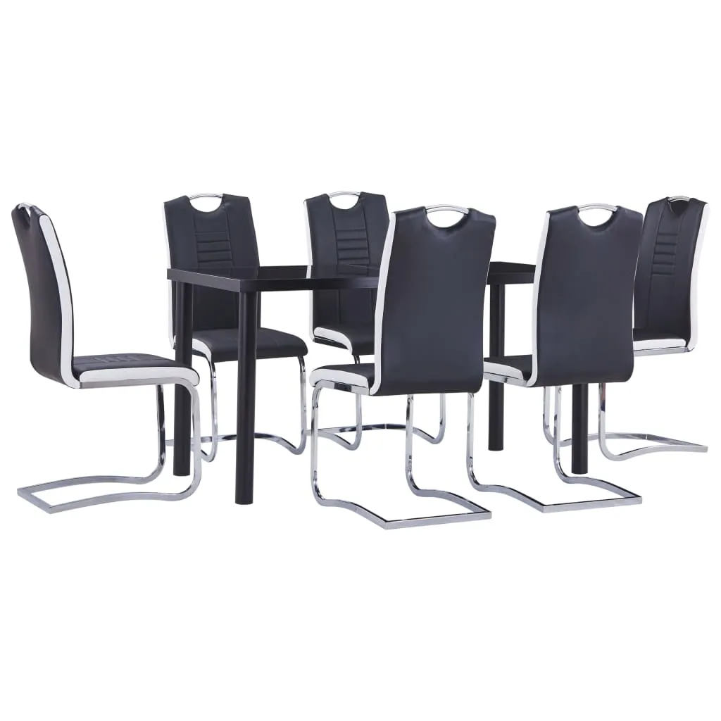 vidaXL Set Sala da Pranzo 7 pz in Similpelle Nero