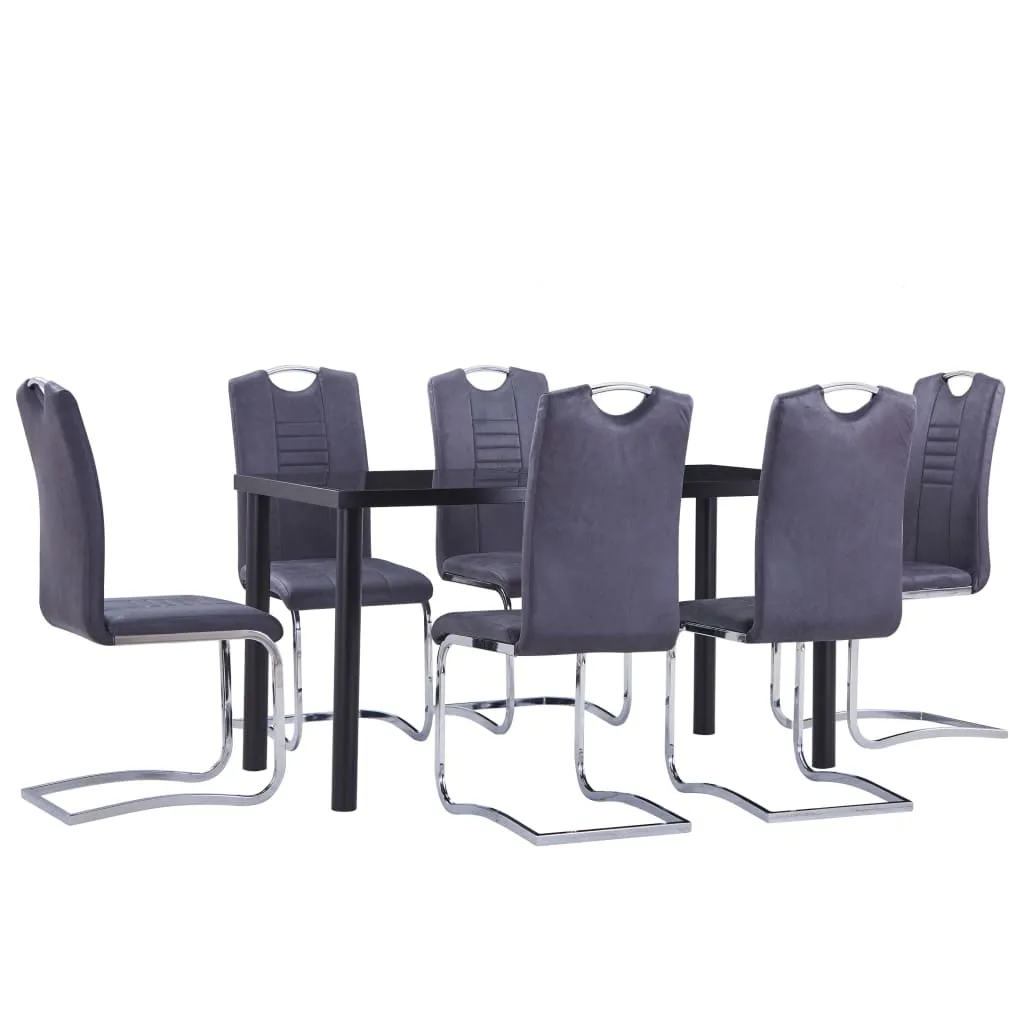 vidaXL Set Sala da Pranzo 7 pz in Similpelle Scamosciata Grigia