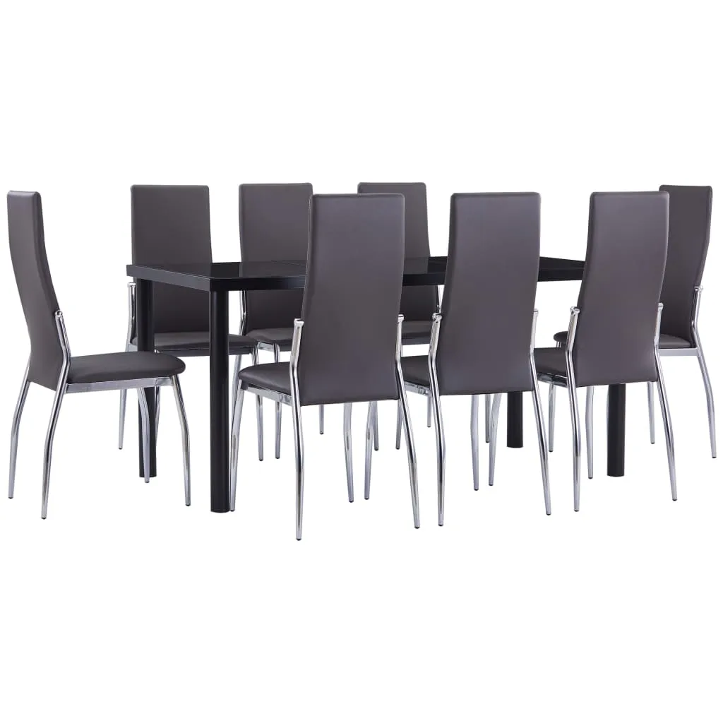 vidaXL Set Sala da Pranzo 9 pz in Similpelle Grigio