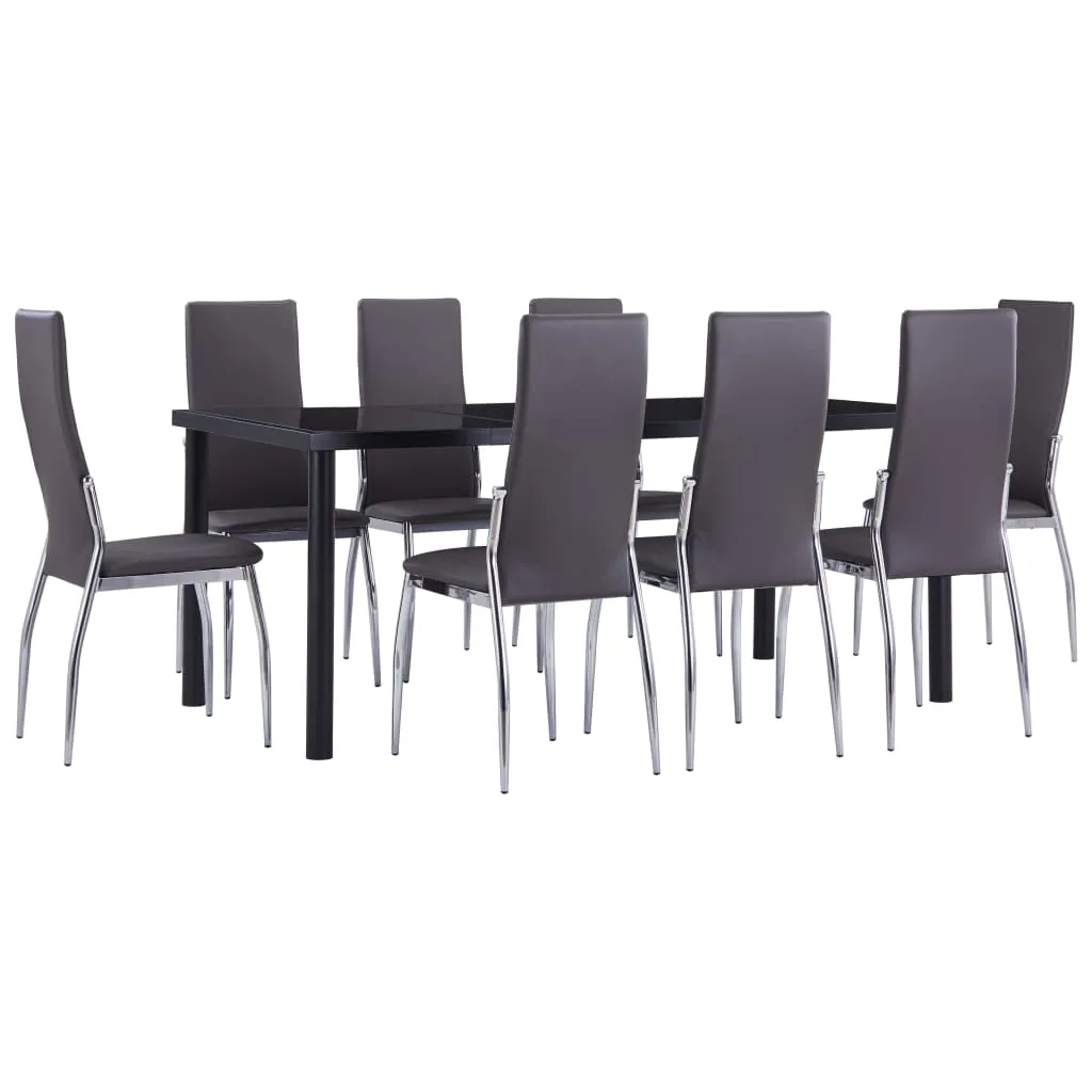 vidaXL Set Sala da Pranzo 9 pz in Similpelle Grigio