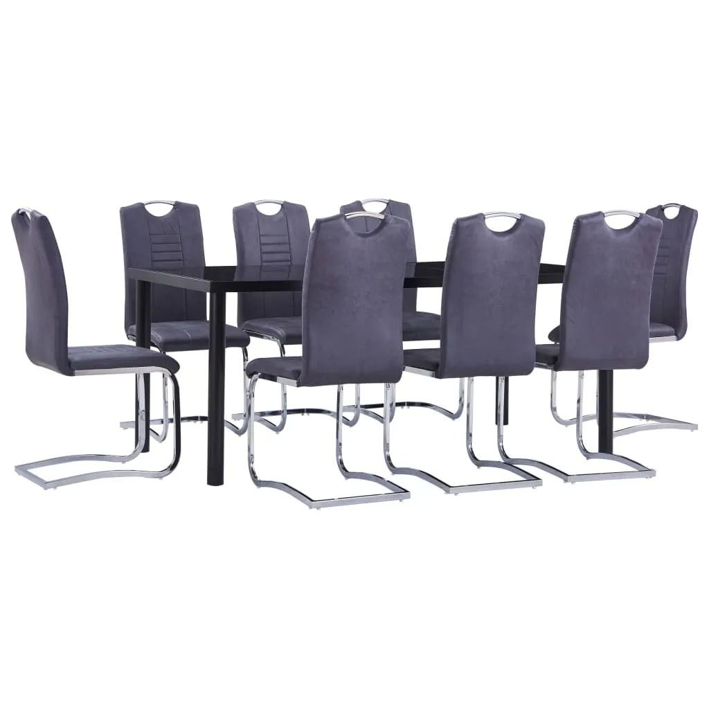 vidaXL Set Sala da Pranzo 9 pz in Similpelle Scamosciata Grigio