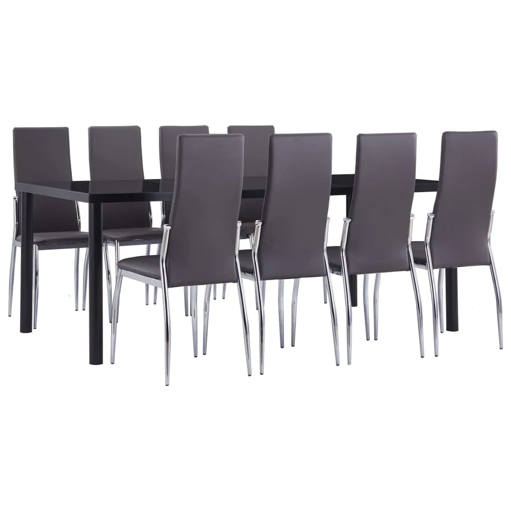 vidaXL Set Sala da Pranzo 9 pz in Similpelle Grigio