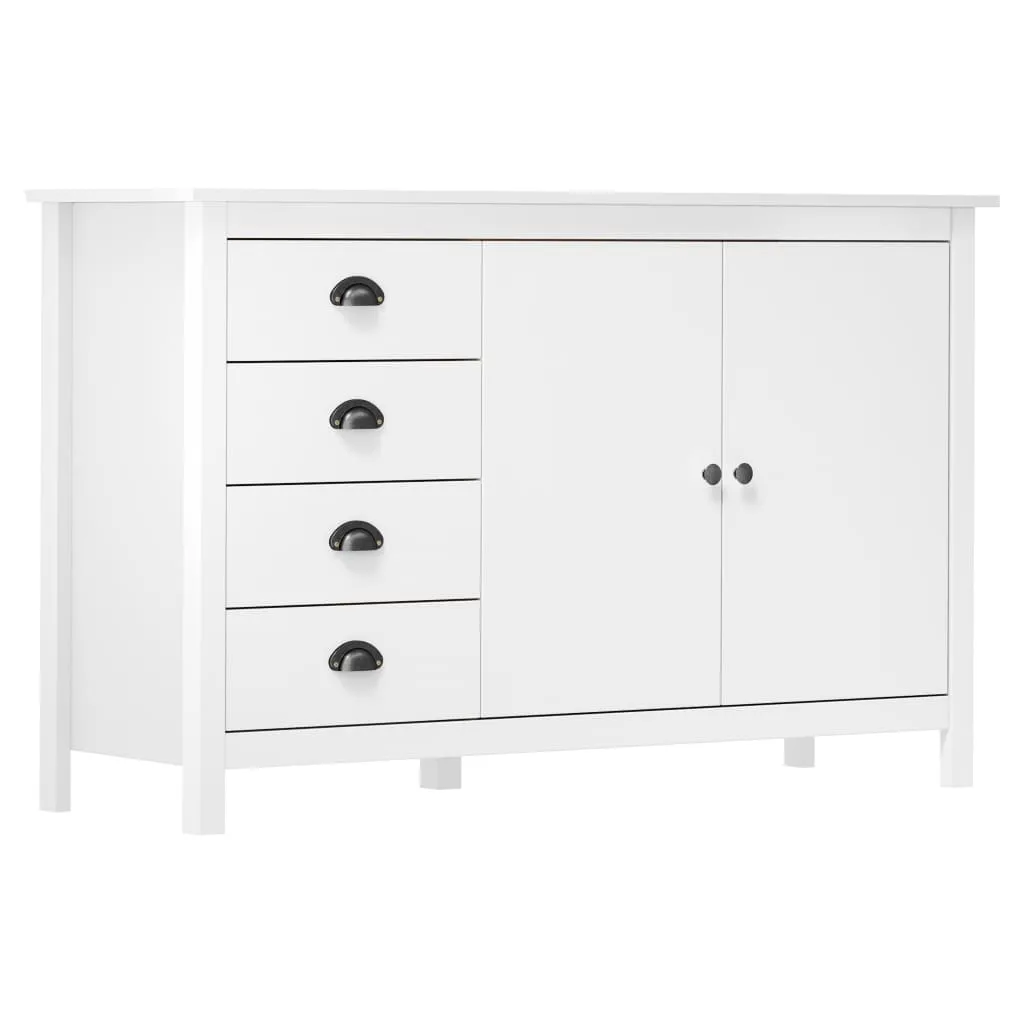 vidaXL Credenza Hill Bianca 130x40x80 cm in Legno Massello di Pino