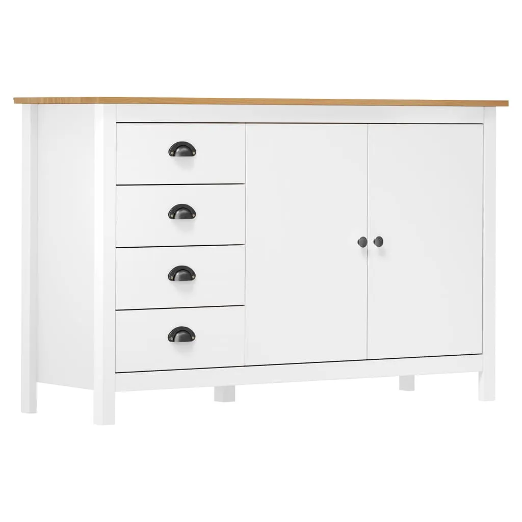 vidaXL Credenza Hill Bianca 130x40x80 cm in Legno Massello di Pino