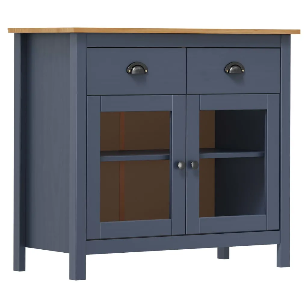 vidaXL Credenza Hill Grigia 91x40x80 cm in Legno Massello di Pino