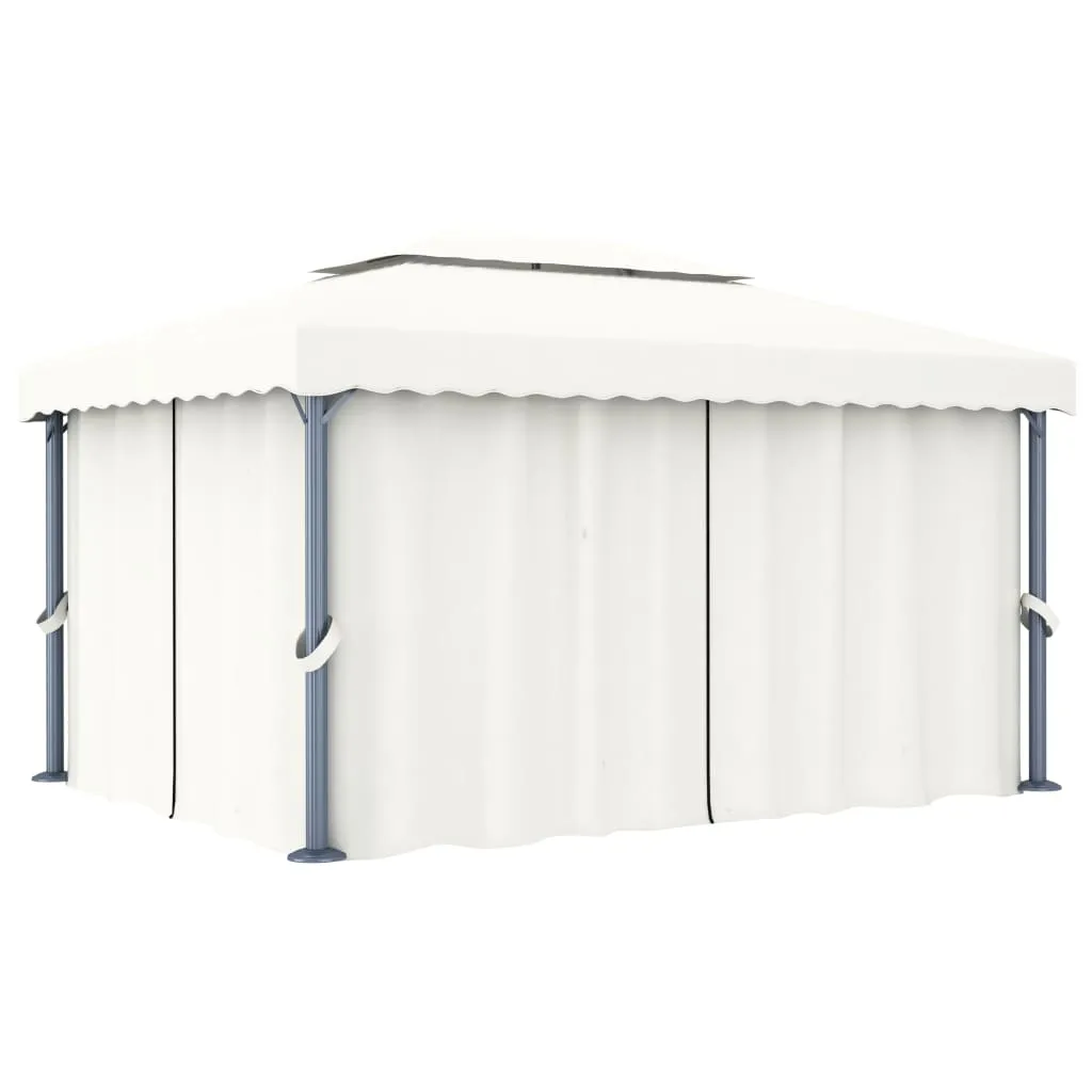 vidaXL Gazebo con Tende 4x3 cm Bianco Crema Alluminio