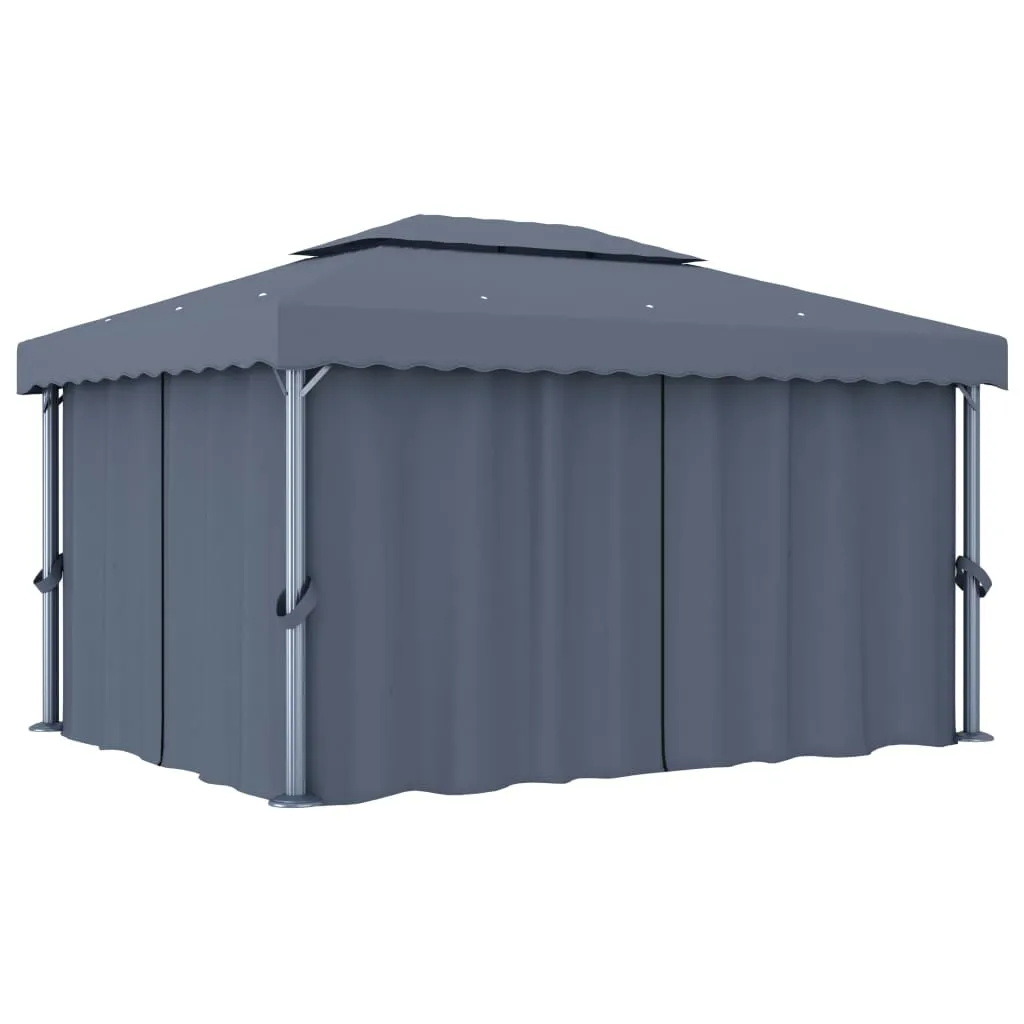 vidaXL Gazebo con Tende 4x3 cm Antracite Alluminio