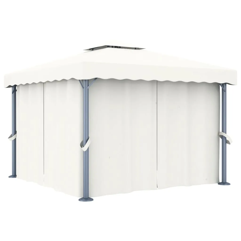 vidaXL Gazebo con Tende 3x3 cm Bianco Crema Alluminio