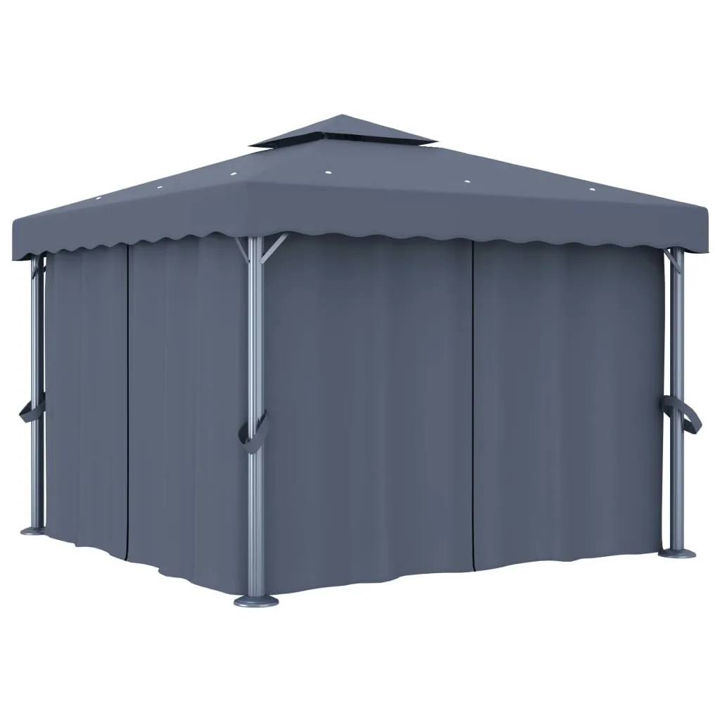 vidaXL Gazebo con Tende 3x3 cm Antracite Alluminio