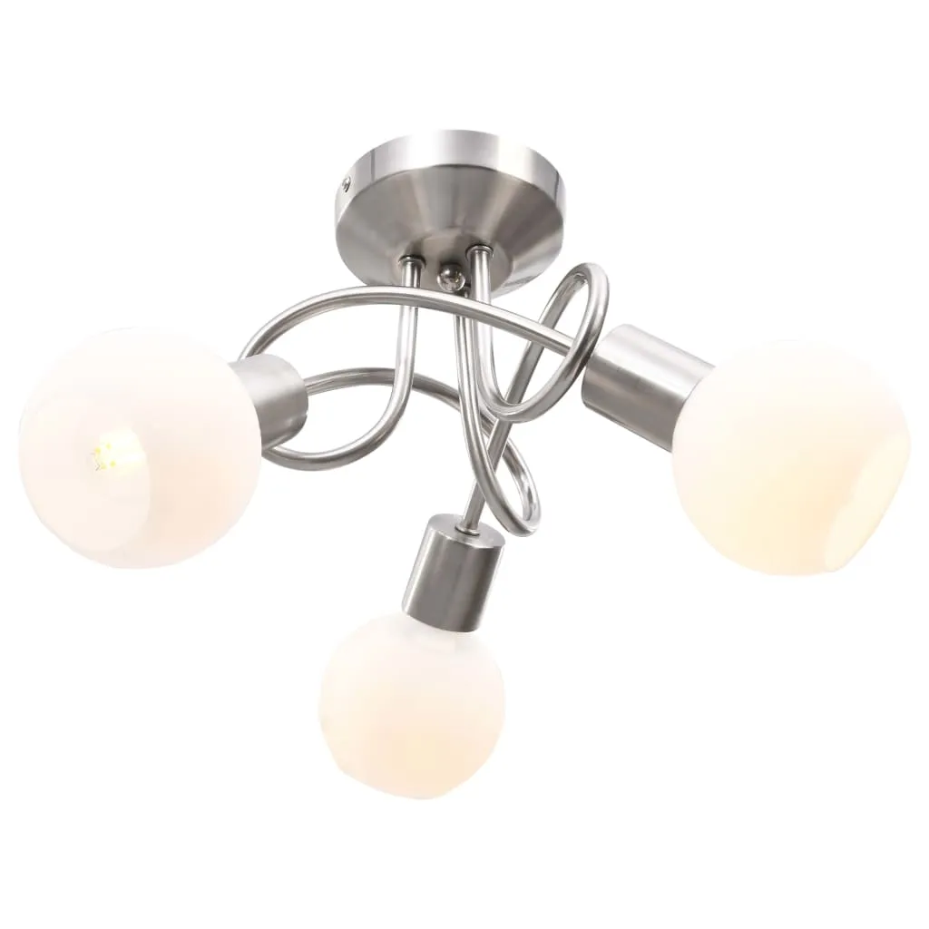 vidaXL Lampadario Paralume in Ceramica a Coppa Bianco 3 Lampadine E14