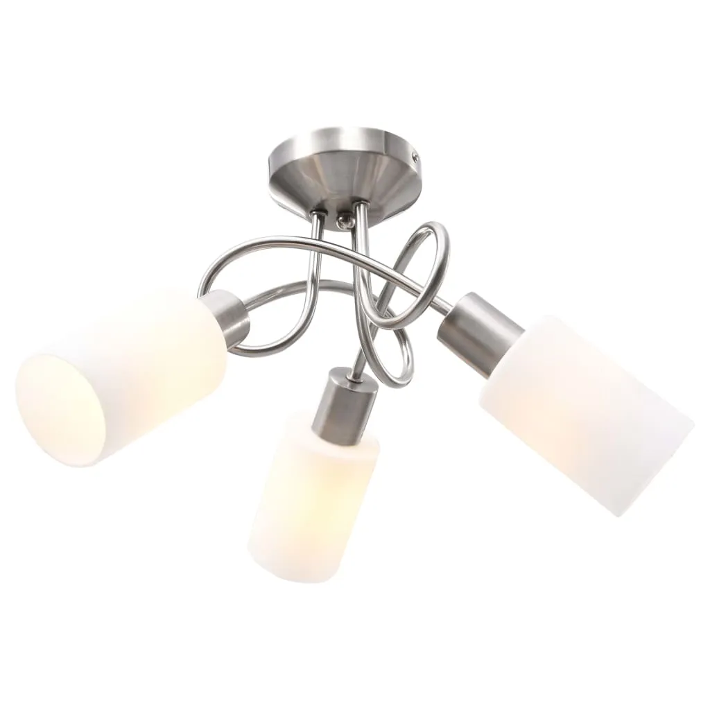 vidaXL Lampadario Paralume in Ceramica a Cono Bianco 3 Lampadine E14