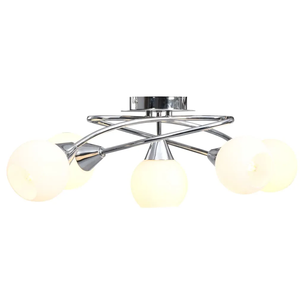 vidaXL Lampadario con Paralumi in Ceramica 5 Lampadine E14  a Coppa