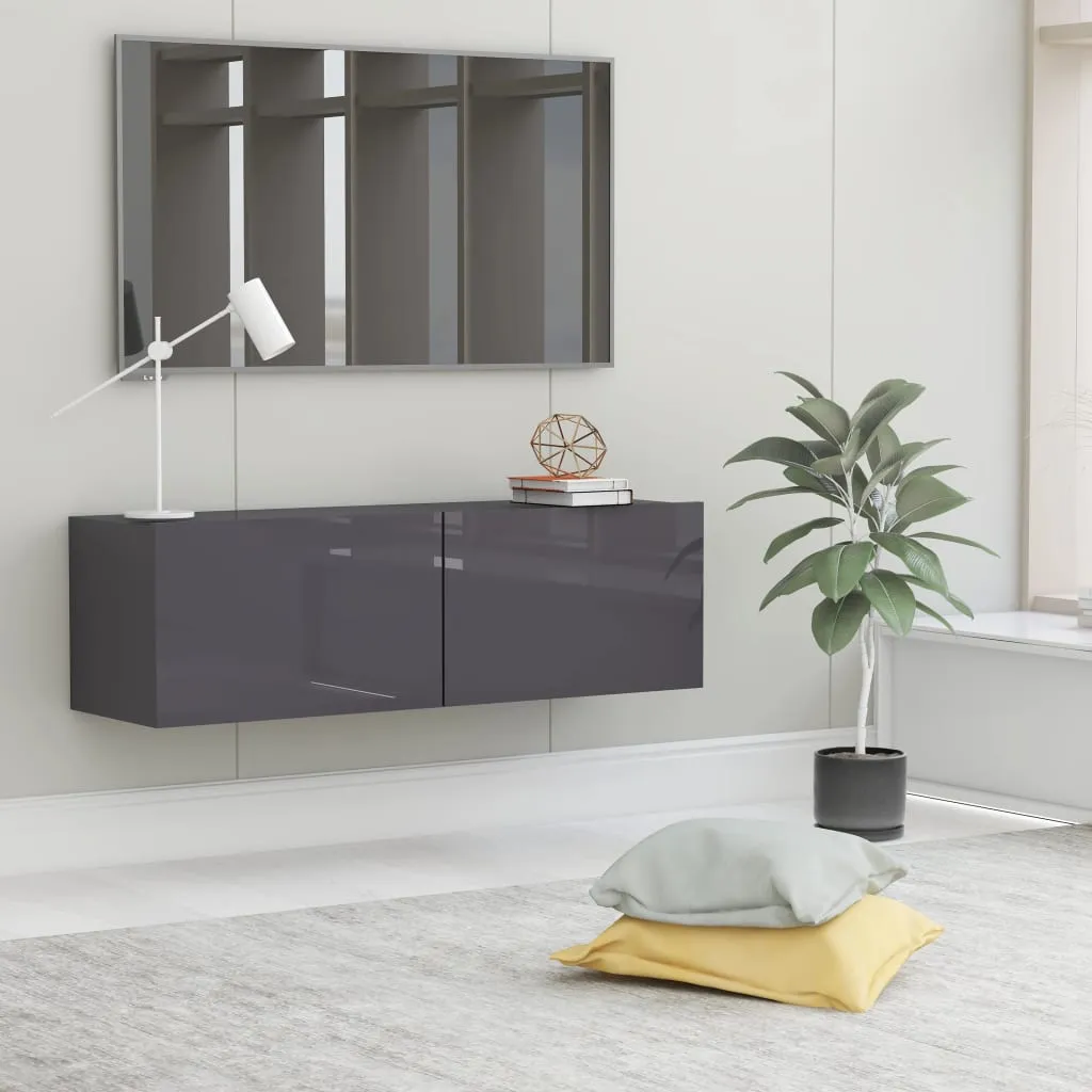 vidaXL Mobile Porta TV Grigio Lucido 100x30x30 cm in Legno Multistrato