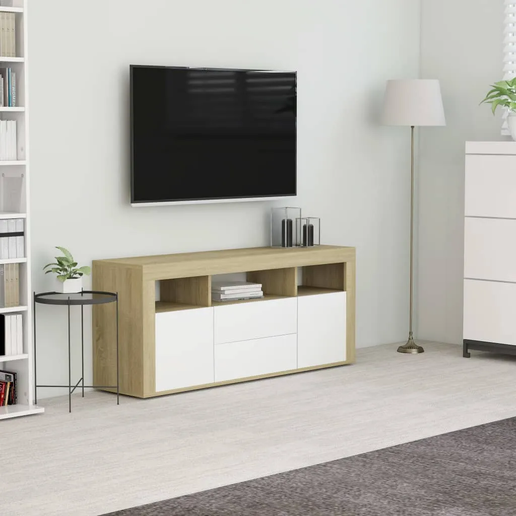 vidaXL Mobile TV Bianco e Rovere Sonoma 120x30x50 cm Legno Multistrato