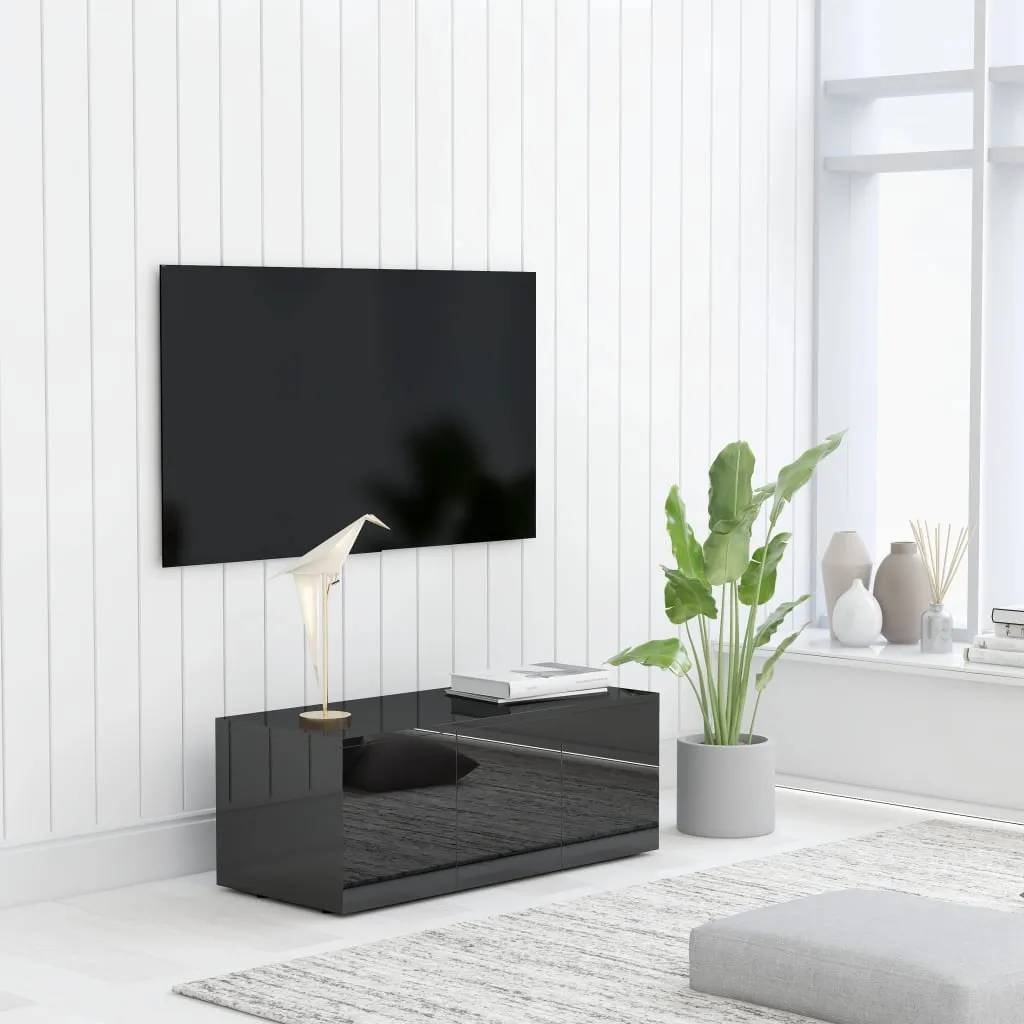 vidaXL Mobile Porta TV Nero Lucido 80x34x30 cm in Legno Multistrato