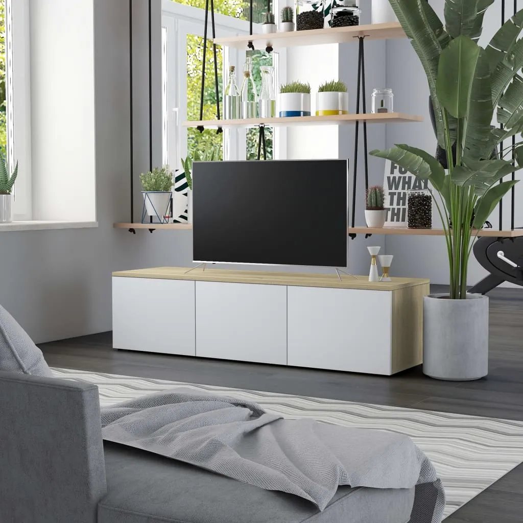 vidaXL Mobile TV Bianco e Rovere Sonoma 120x34x30 cm Legno Multistrato