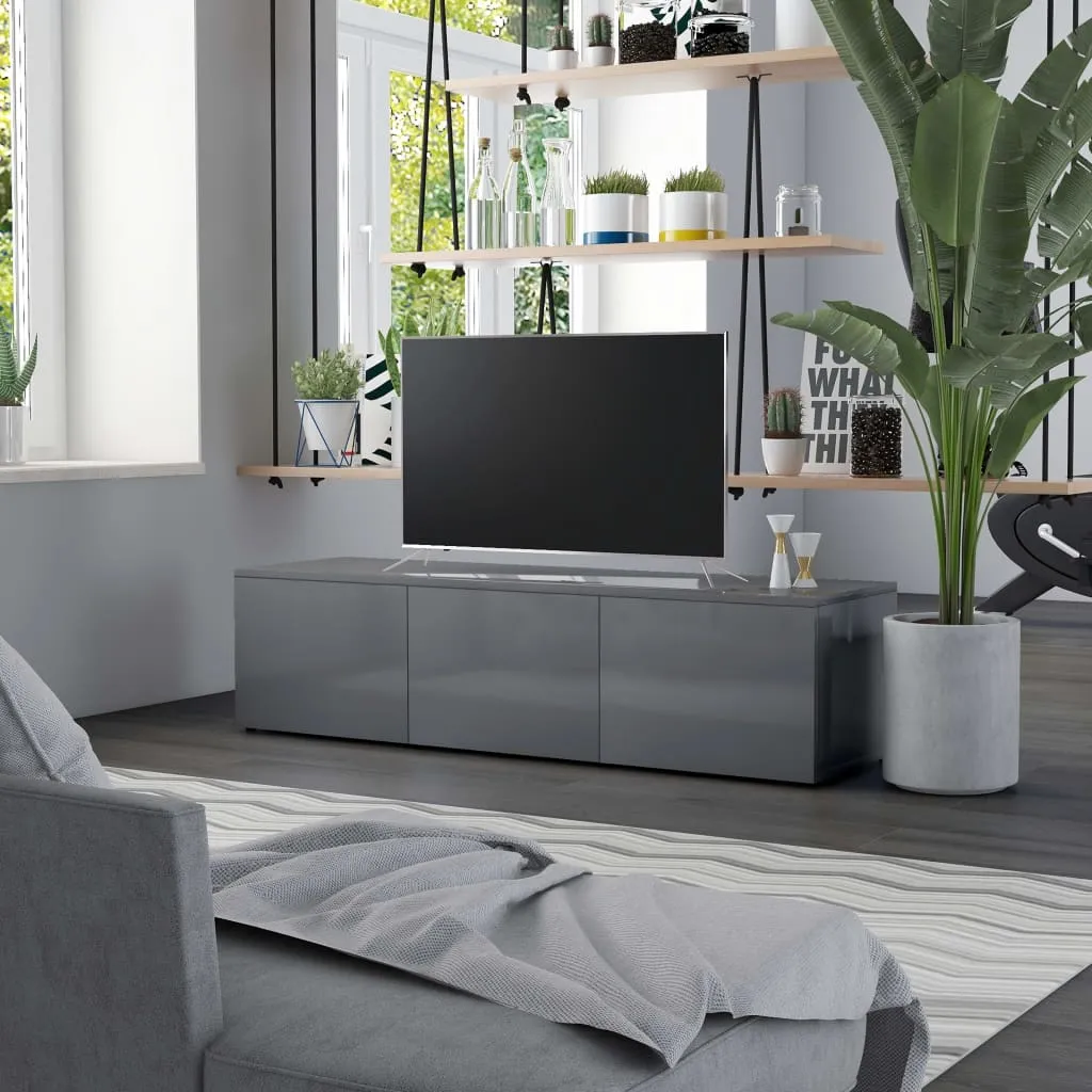 vidaXL Mobile Porta TV Grigio Lucido 120x34x30 cm in Legno Multistrato