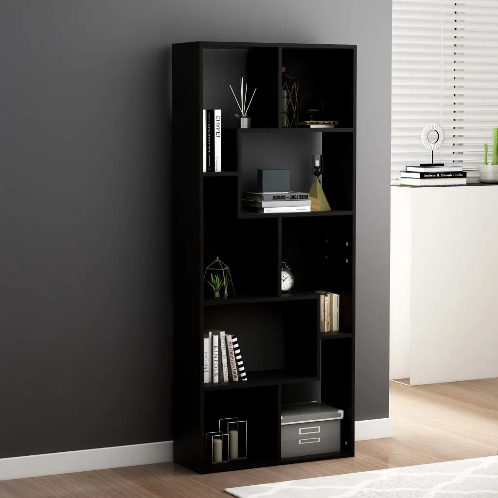 vidaXL Libreria Nera 67x24x161 cm in Legno Multistrato