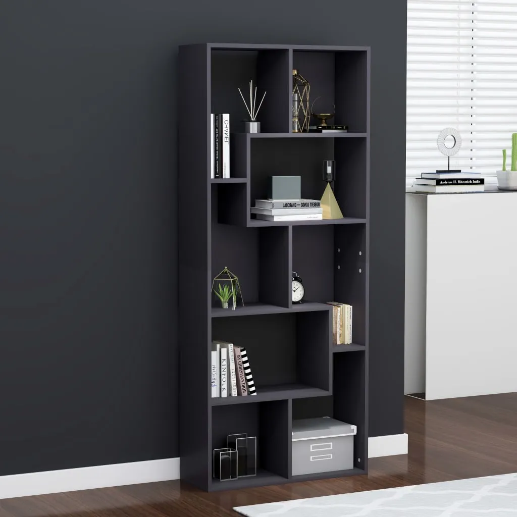 vidaXL Libreria Grigia 67x24x161 cm in Legno Multistrato