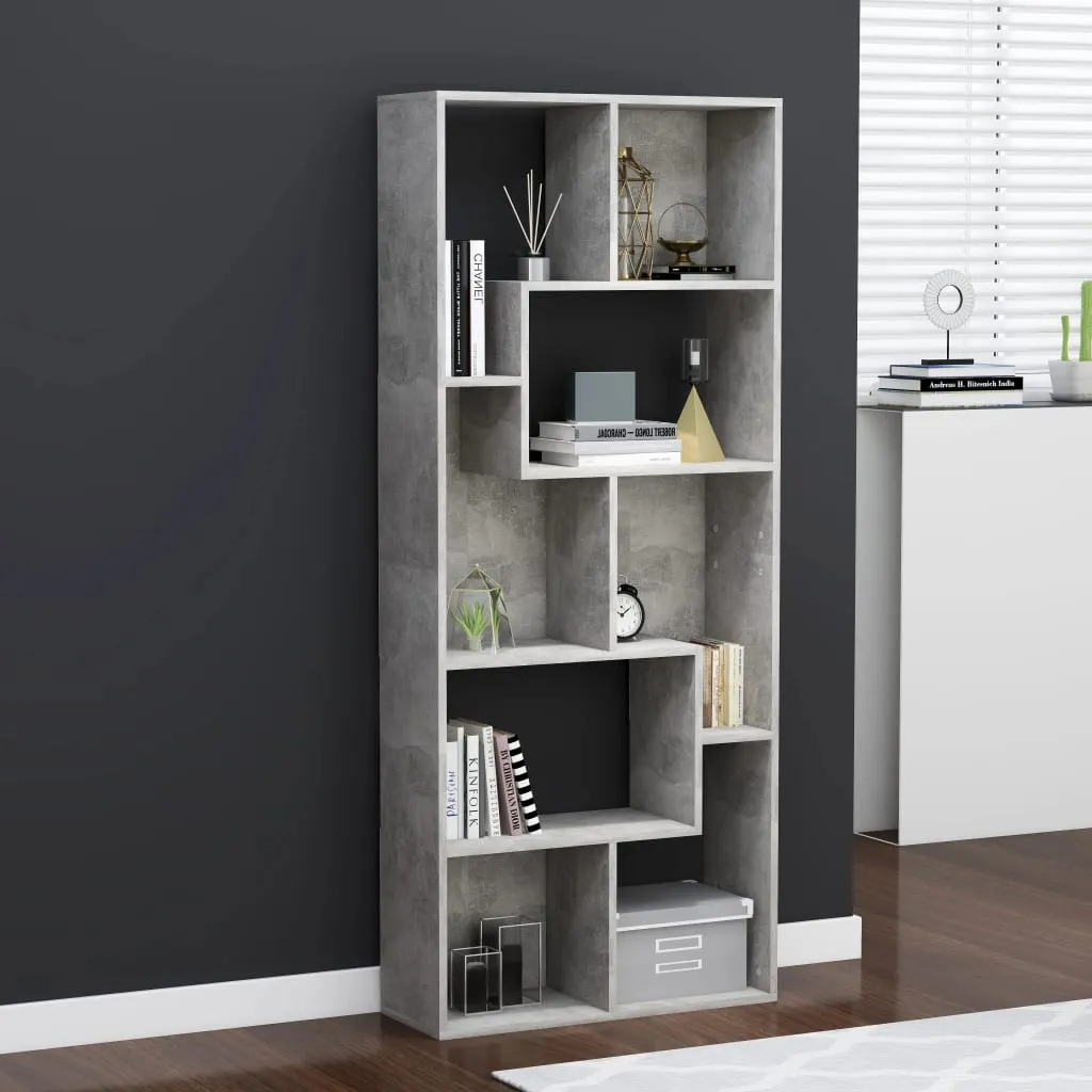 vidaXL Libreria Grigio Cemento 67x24x161 cm in Legno Multistrato