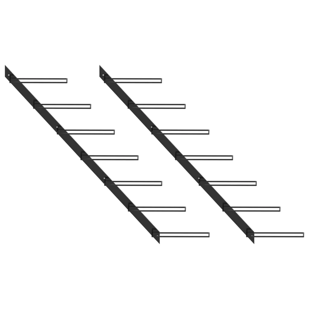 vidaXL Portavini da Parete per 14 Bottiglie 2 pz Nero in Metallo