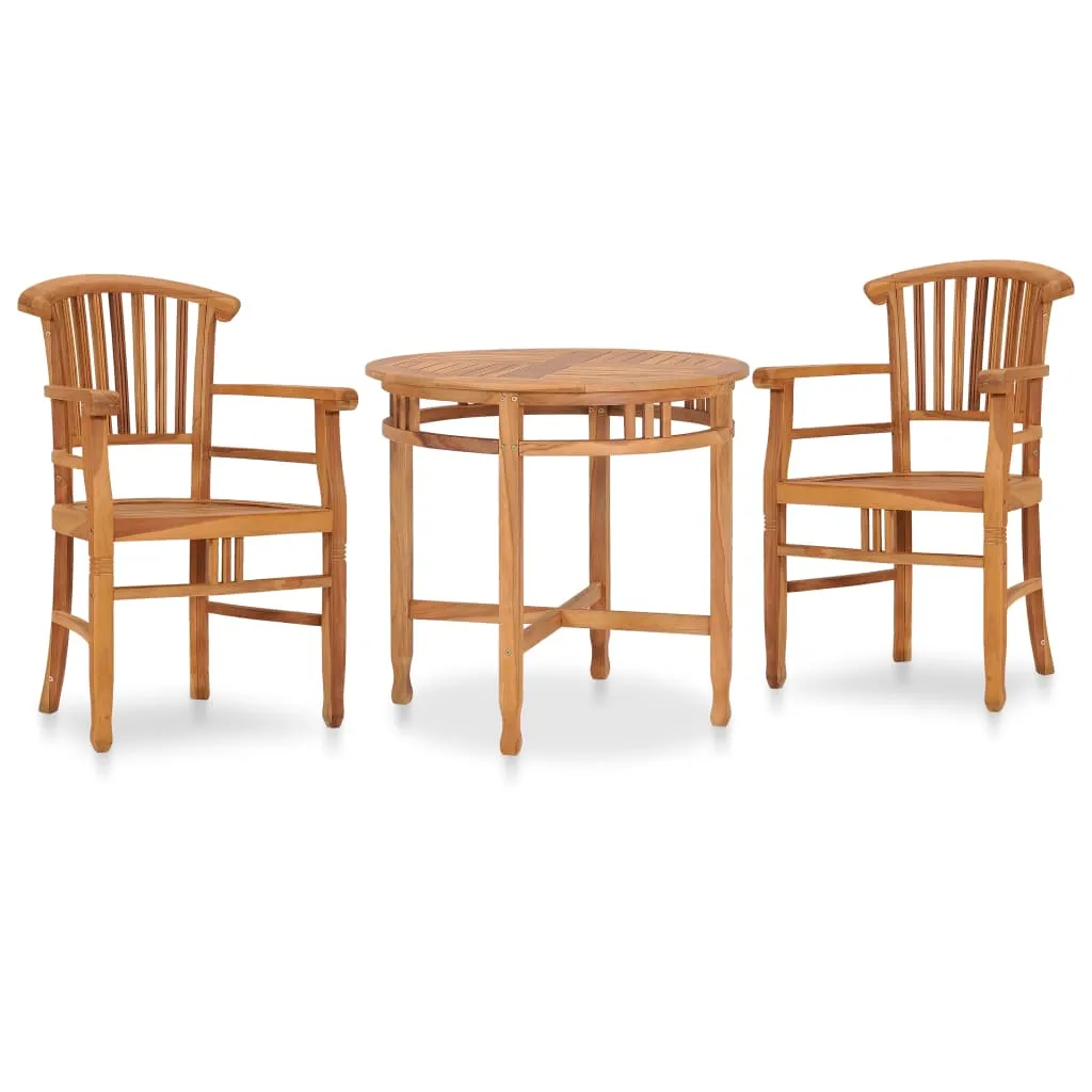 vidaXL Set da Pranzo da Giardino 3 pz in Legno Massello di Teak