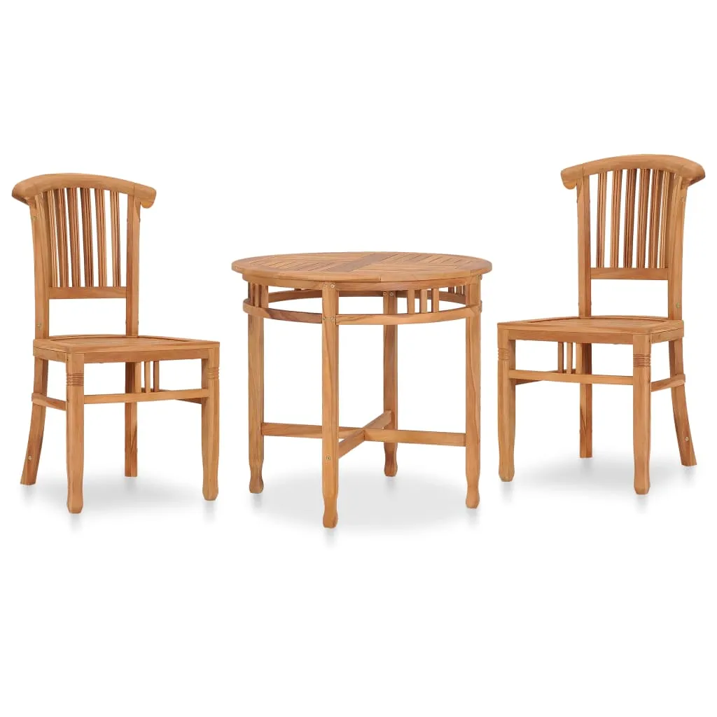 vidaXL Set da Pranzo da Giardino 3 pz in Legno Massello di Teak