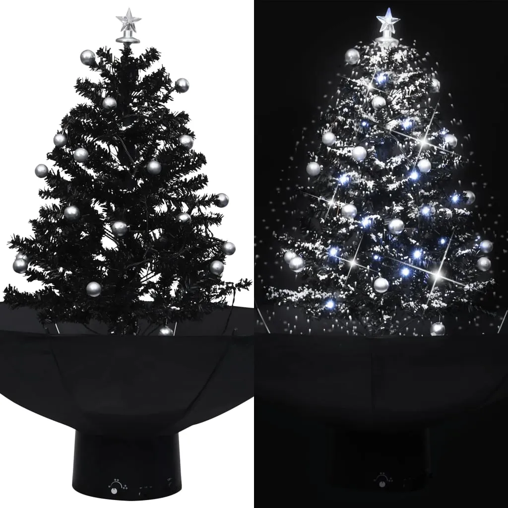 vidaXL Albero di Natale con Nevicata e Base ad Ombrello Nero 75 cm PVC