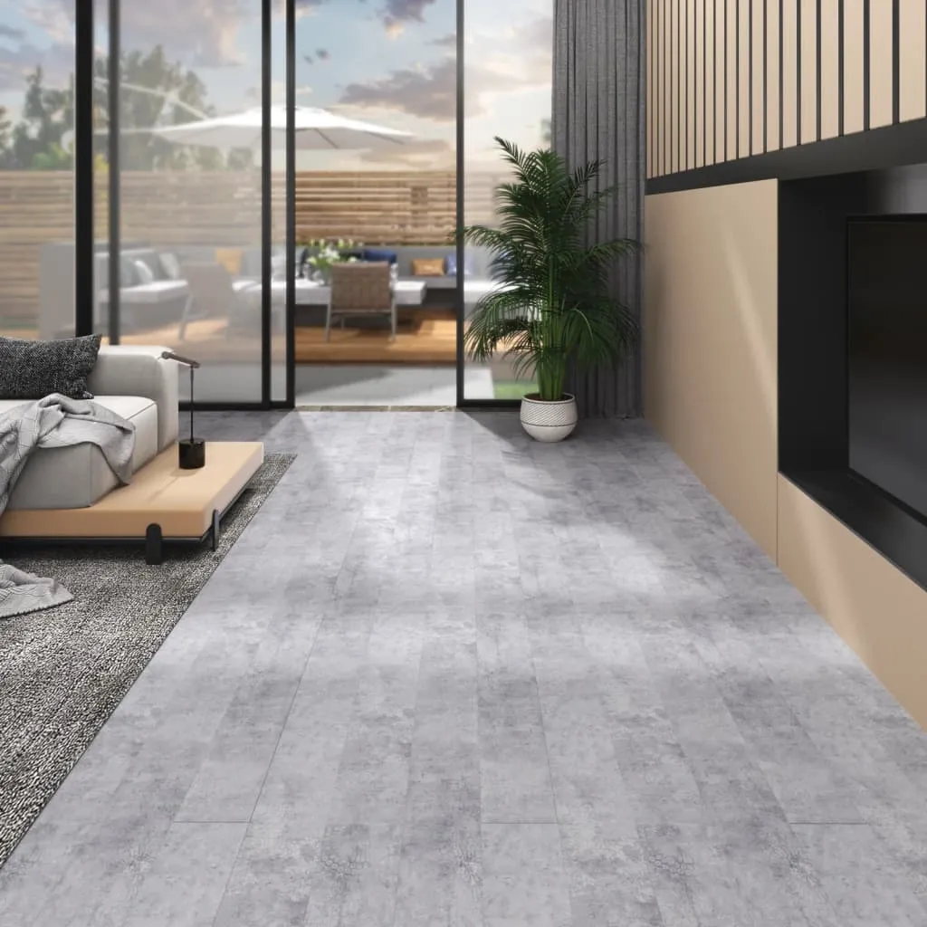 vidaXL Listoni Pavimenti Non Autoadesivi PVC 5,26m² 2mm Grigio Cemento