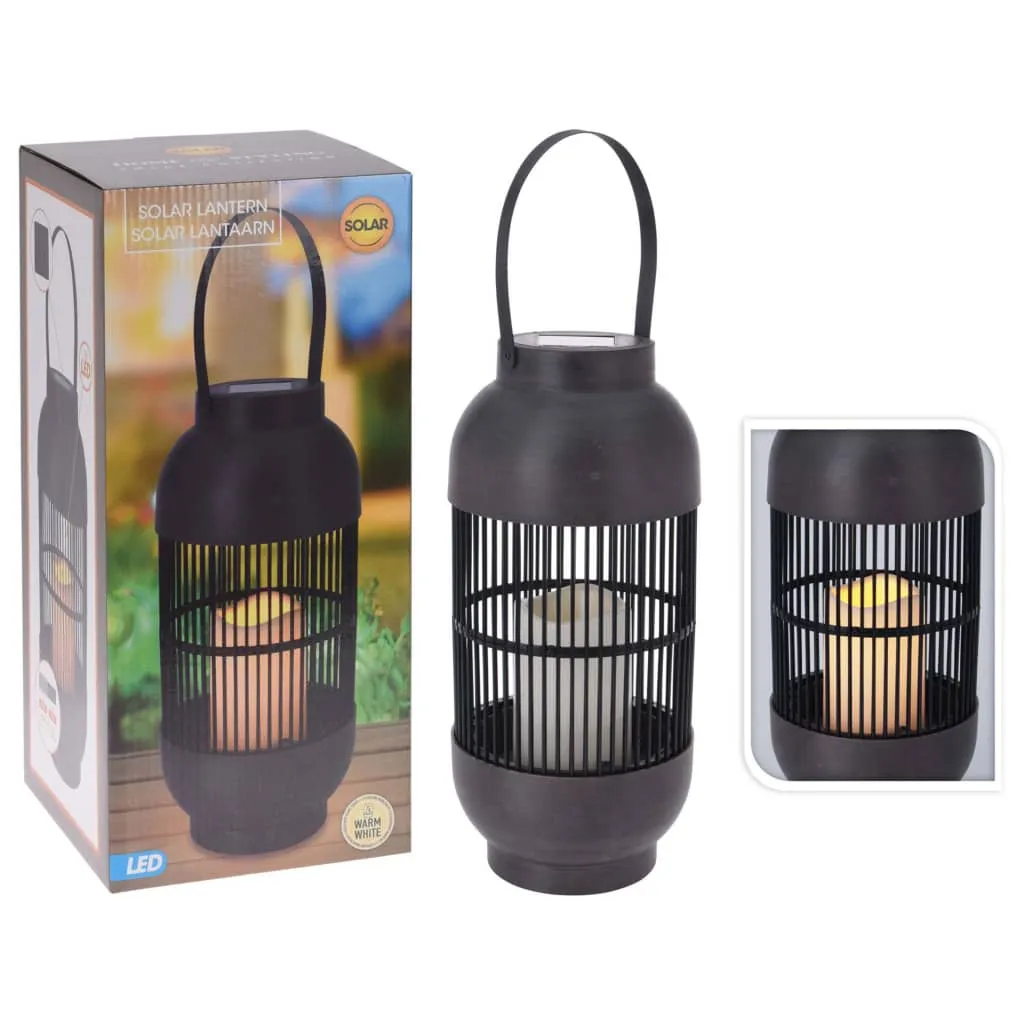 ProGarden Lanterna Solare a LED in Rattan con Candela Nera