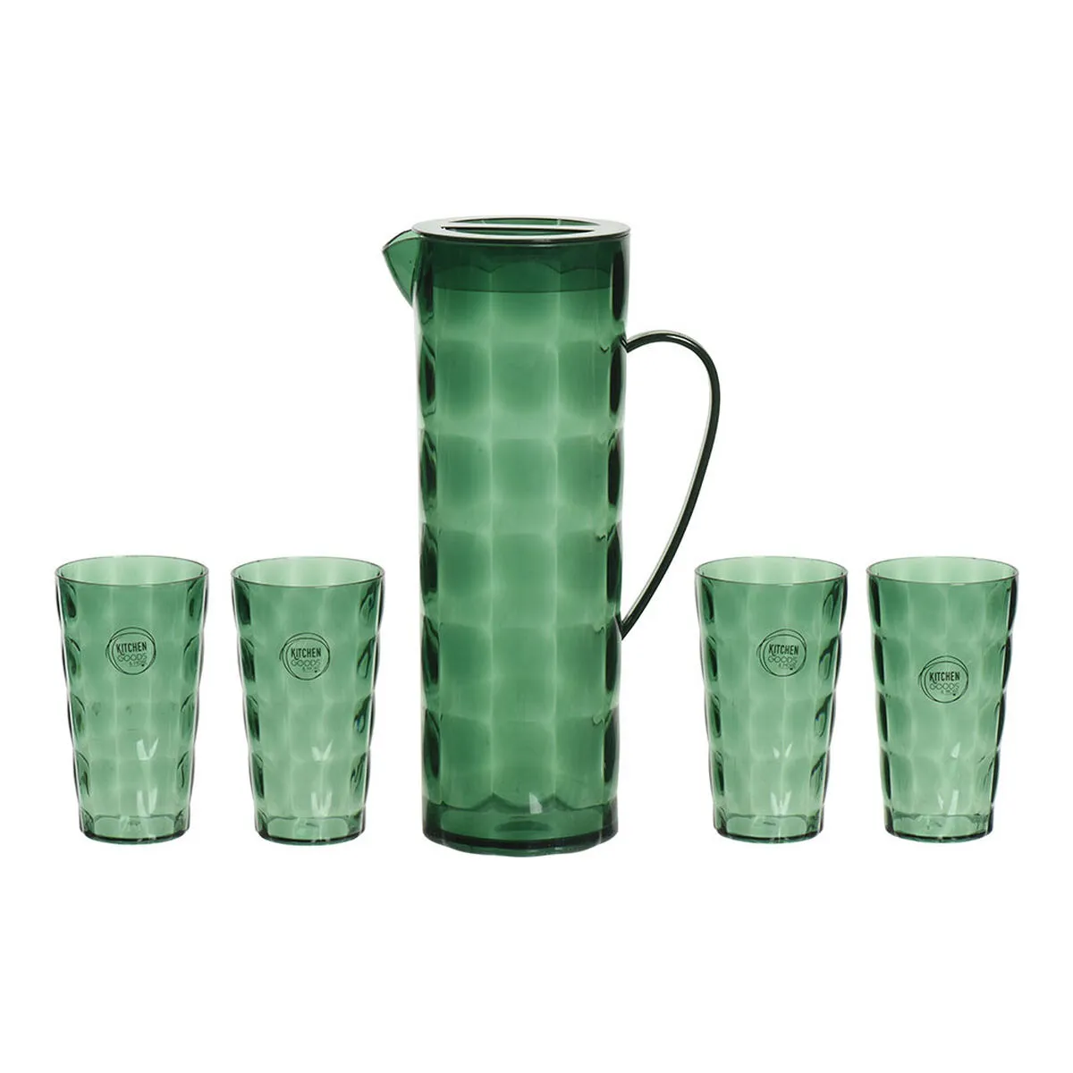 Set di brocca con bicchieri EDM 827051 Plastica riciclata Verde 5 Pezzi