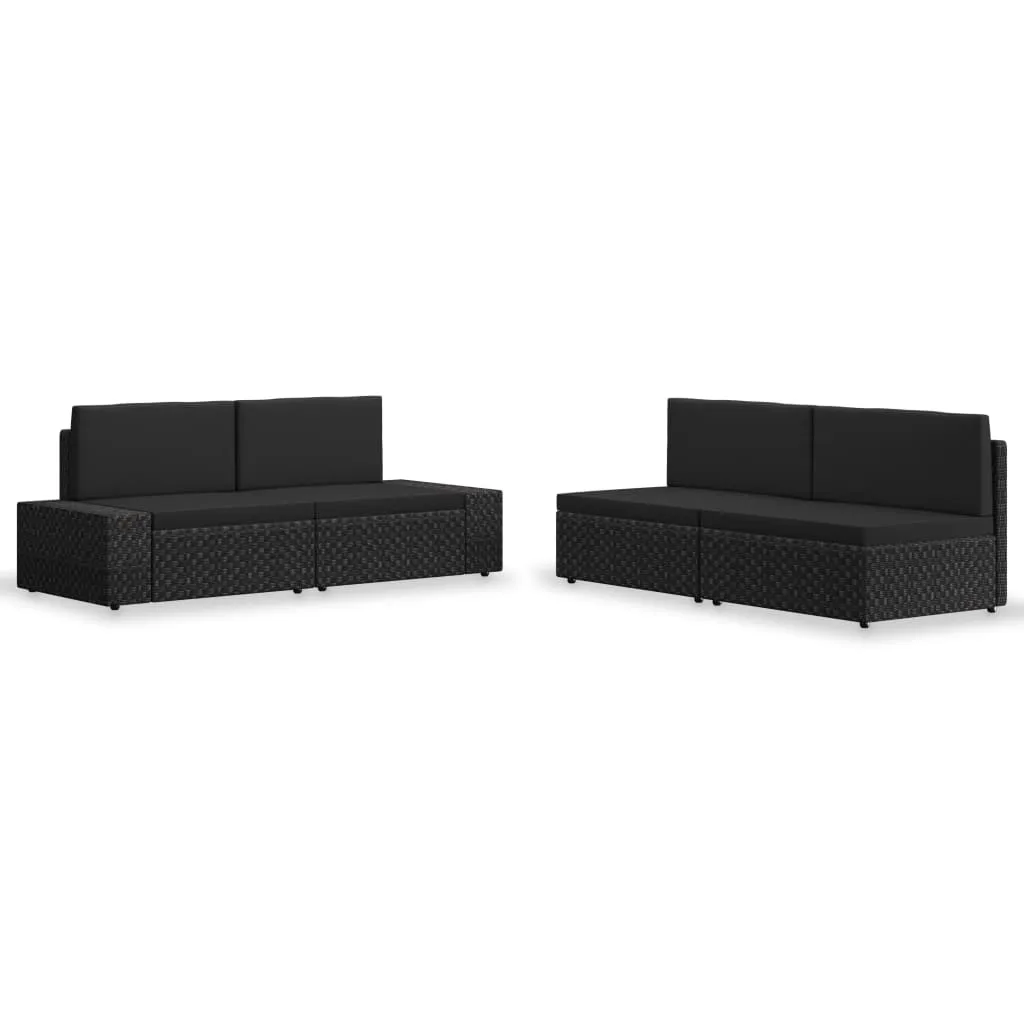 vidaXL Set Divani da Giardino 4 pz in Polyrattan Nero