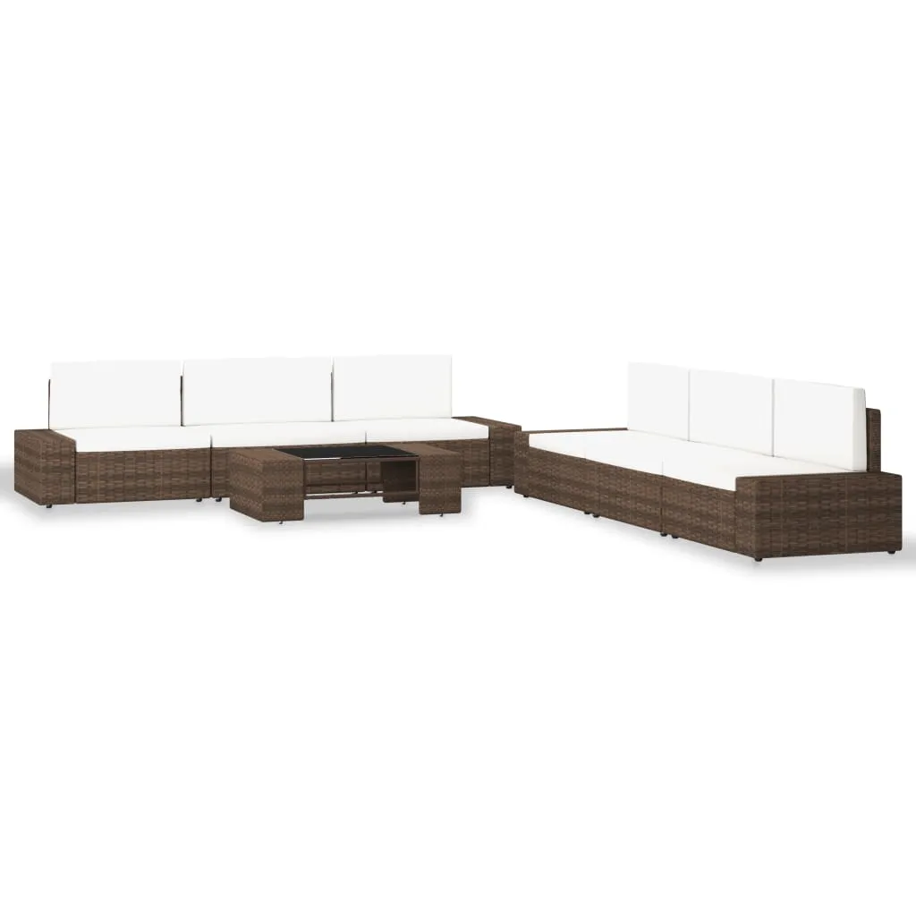 vidaXL Set Divani da Giardino 7 pz in Polyrattan Marrone