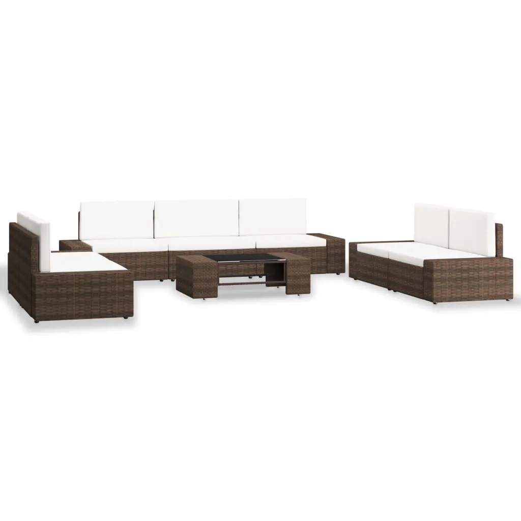 vidaXL Set Divani da Giardino 8 pz in Polyrattan Marrone