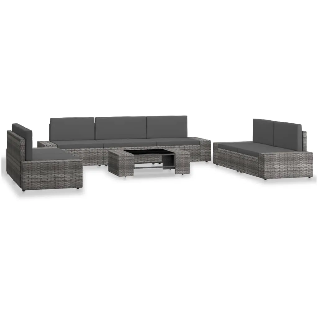 vidaXL Set Divani da Giardino 8 pz in Polyrattan Grigio