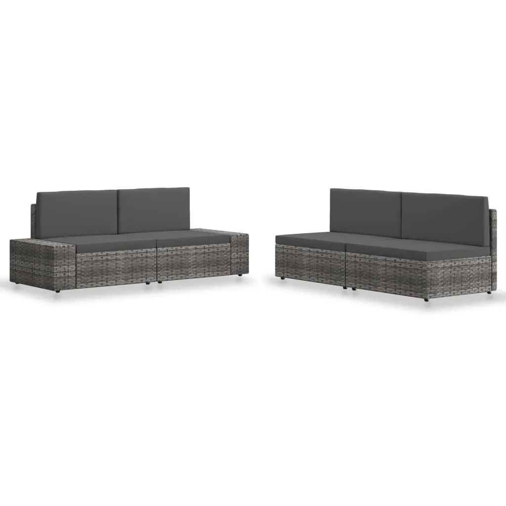 vidaXL Set Divani da Giardino 4 pz in Polyrattan Grigio