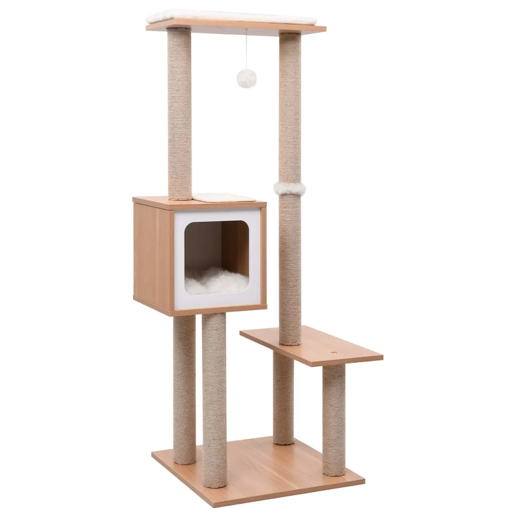 vidaXL Albero per Gatti con Tappeto Tiragraffi in Sisal 129 cm