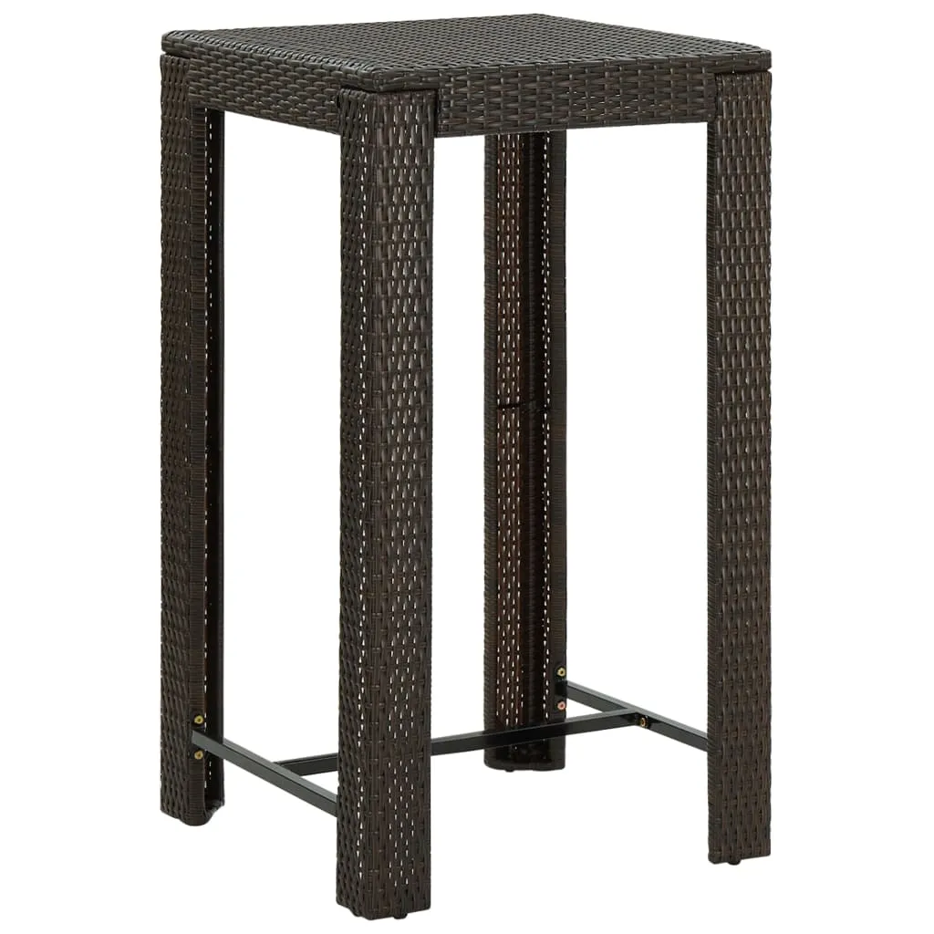 vidaXL Tavolo da Bar da Giardino Marrone 60,5x60,5x110,5 cm Polyrattan