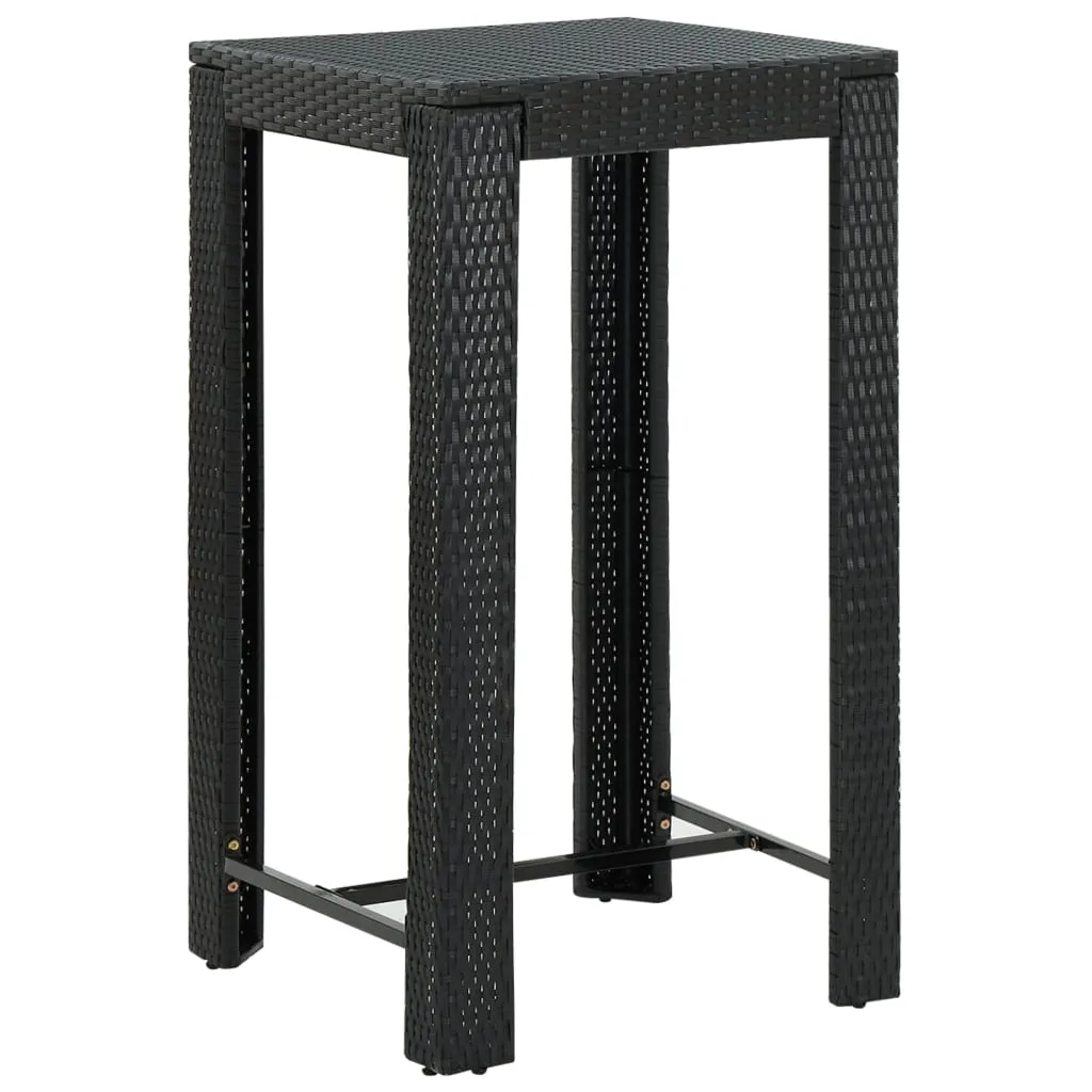 vidaXL Tavolo da Bar da Giardino Nero 60,5x60,5x110,5 cm Polyrattan