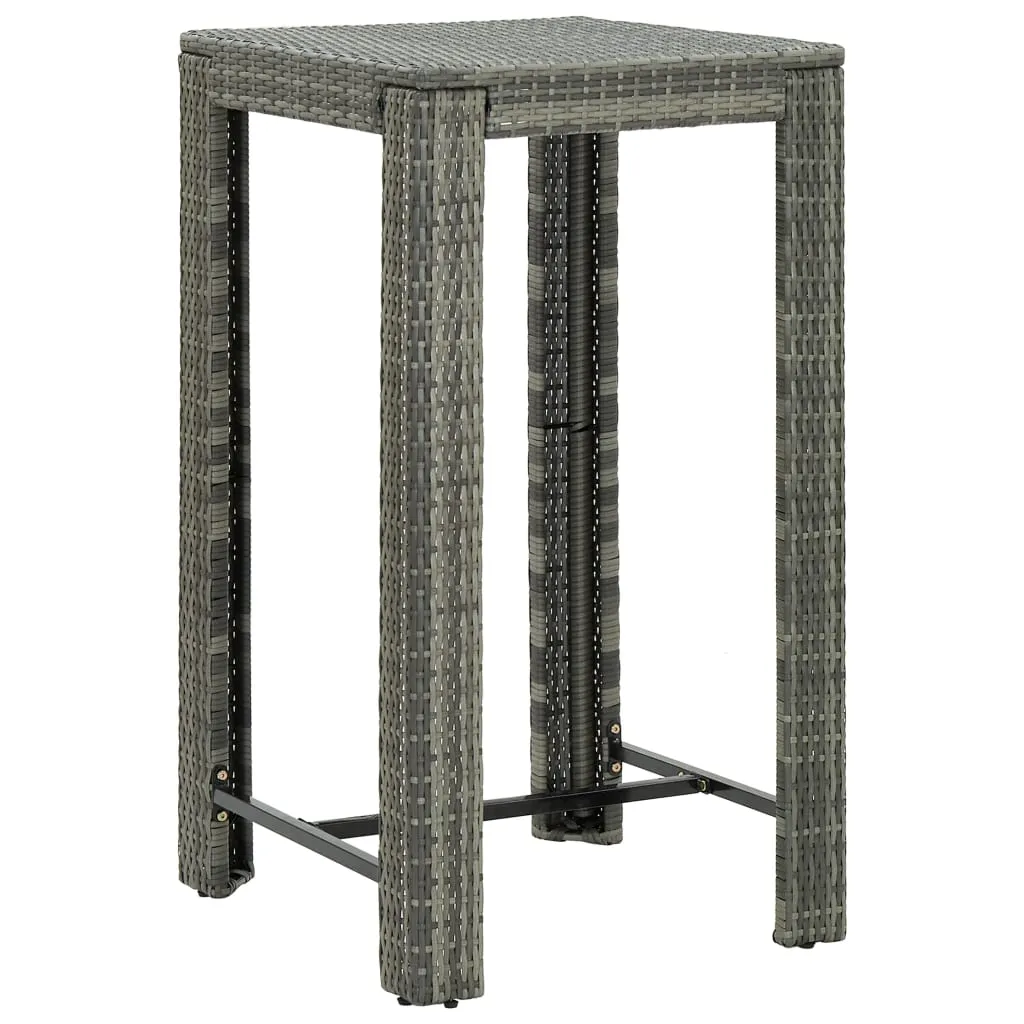 vidaXL Tavolo da Bar da Giardino Grigio 60,5x60,5x110,5 cm Polyrattan