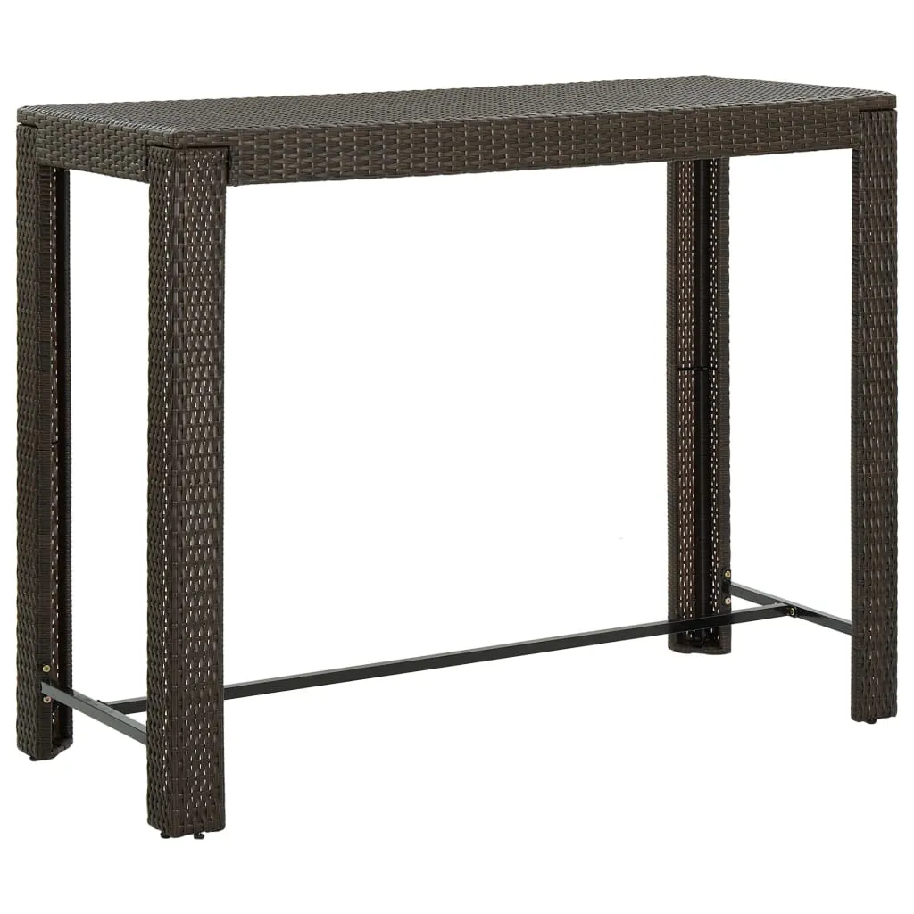 vidaXL Tavolo Bar da Giardino Marrone 140,5x60,5x110,5 cm Polyrattan