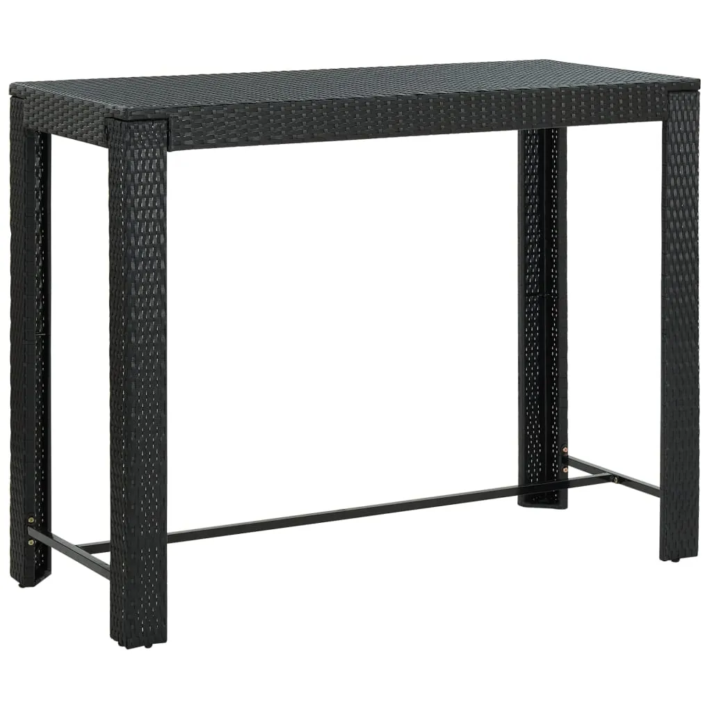 vidaXL Tavolo Bar da Giardino Nero 140,5x60,5x110,5 cm Polyrattan