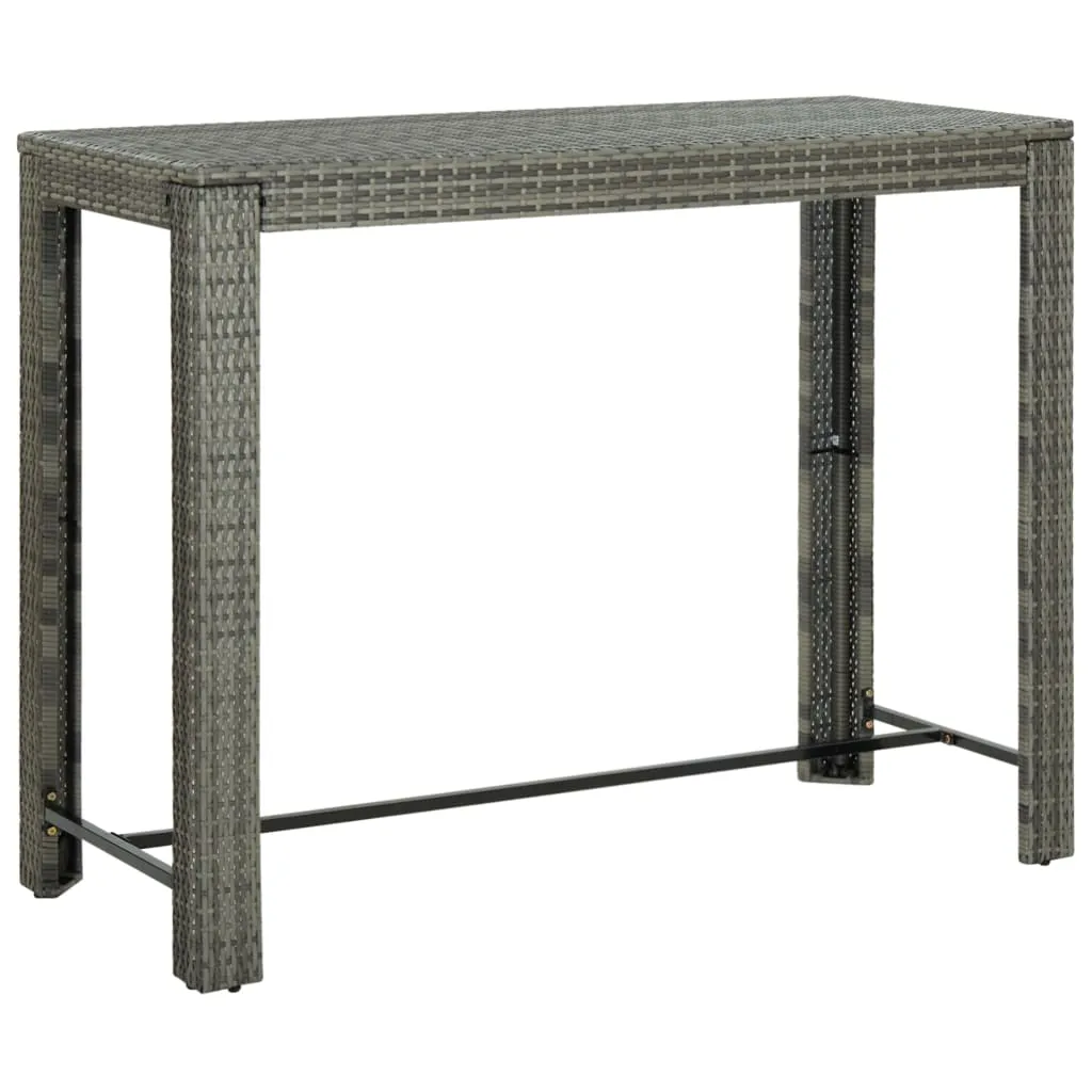 vidaXL Tavolo Bar da Giardino Grigio 140,5x60,5x110,5 cm in Polyrattan