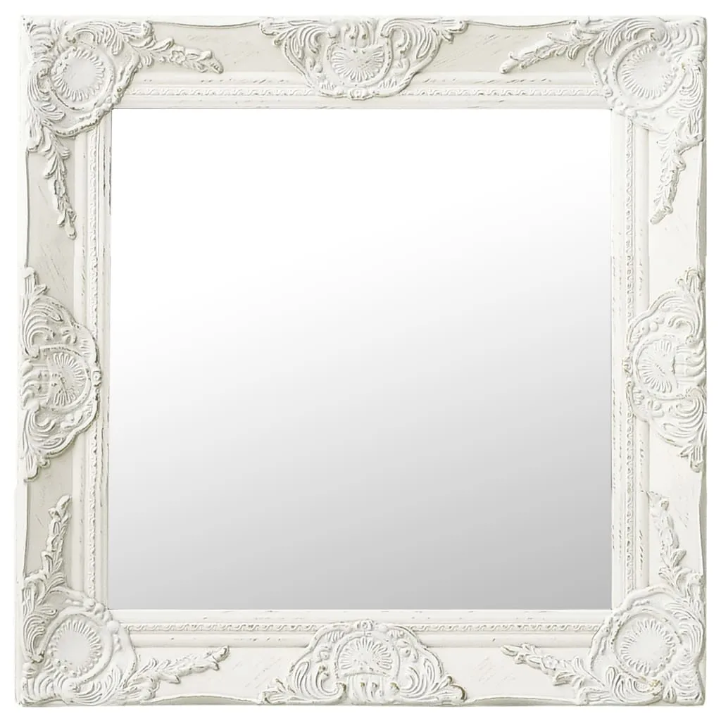 vidaXL Specchio da Parete Stile Barocco 50x50 cm Bianco