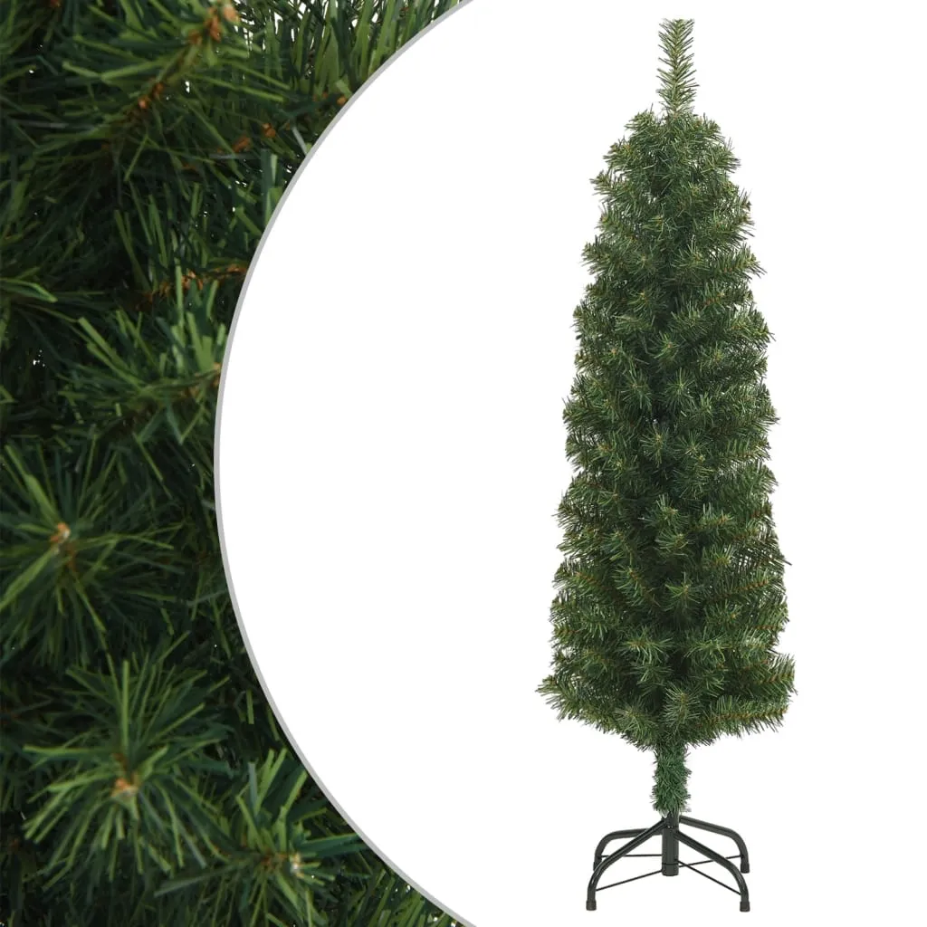 vidaXL Albero di Natale Artificiale Sottile con Base Verde 150 cm PVC